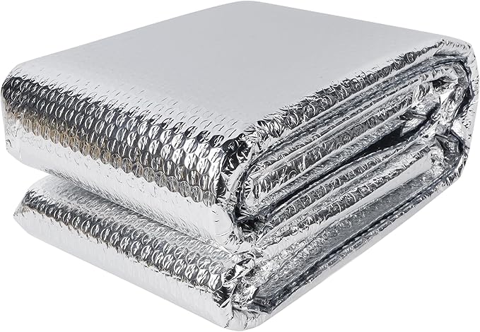 winemana Window Insulation Roll, 24IN x 20FT Reflective Heat Shield Bubble Film, Double-Sided Aluminum Foil Insulation, Weatherproof Garage Door Cover for Windows, RV, Basement, Winter & Summer