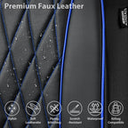 CAR PASS Piping Luxury PU Leather Two Front Car Seat Covers,Waterproof Anti- Slip Seat Covers Compatible with Front Seat Armr