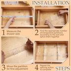 45 Pcs Adjustable Clear Drawer Dividers with Fixed Buckle DIY Plastic Drawer Organizer Box Dividers Back to School Gift for S