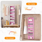 Hanging Closet Organizer, Easy Mount Foldable 6-Shelf Hanging Closet Wardrobe Storage Shelves, Clothes Handbag Shoes Accessor