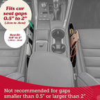Lusso Gear Car Seat Gap Organizer - Pack of 2 - Prevents Items Falling & Seat Gap Filler - Universal Fit 0.5"-2" Slots & Automotive Use - Easy Clean Design for Auto Accessories - Gray Faux Leather