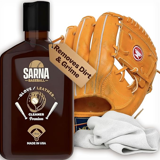 Glove & Leather Cleaner, 8 Oz – Gently Removes Dirt & Sweat Without Darkening – Water-Based Formula for Colored Gloves – Doub