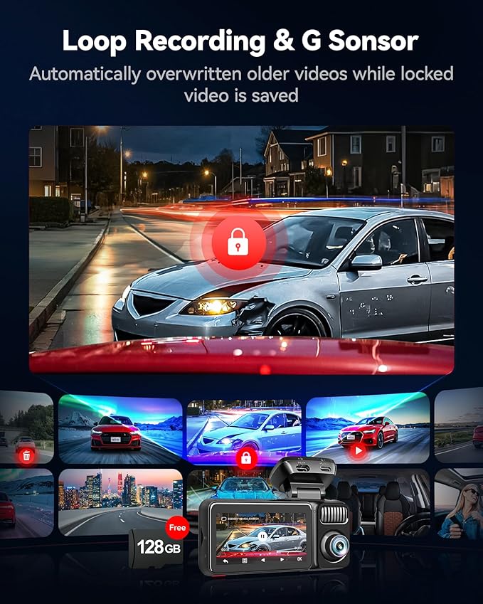 REDTIGER F17 Elite 4K Dash Cam 3 Channel, STARVIS 2 IMX678 & IMX675, 128GB Card, Full Night Color, 4K+2.5K+1080P Front and Re