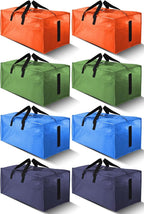 HOMESURE 8 Pack Large Strong Moving Bags with Zippers & Carrying Handles - Water-Resistant - Heavy Duty Storage Tote for Spac