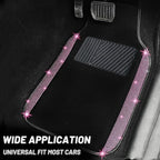 NBTEPEM Pink Bling Car Floor Mats Full Set, Universal Fit Most Cars,SUV, Trucks, 4 pcs Sparkle Glitter Diamond Carpet for Women Girls with Anti-Slip Pad (Pink Diamond)