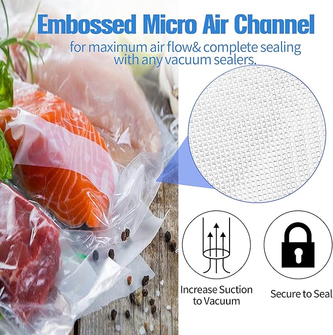 200 Vacuum Sealer Bags For Food, 8x12 Inch Thick BPA Free Vacuum Sealer Storage Bags, Compatible with All Vac Machines, Food 