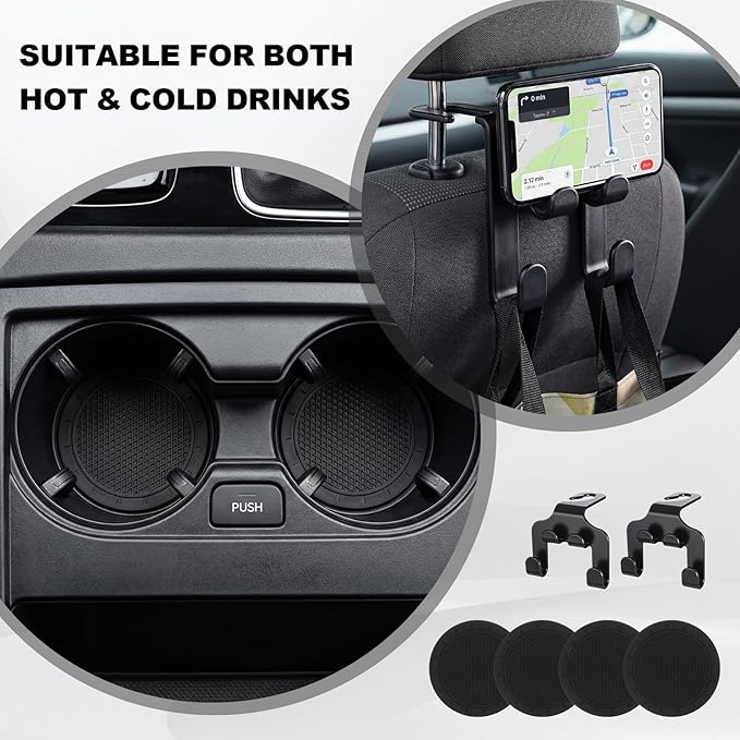 BBTO 2 Pack Car Seat Gap Filler Organizer with Cup Holder, Universal Fit Premium Leather Car Seat Gap Filler Organizer with Card Slots for SUV Truck, Drop-Proof Essentials, Durable and Washable