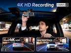 Pelsee S3 Touch 4K Dash Cam Front and Rear, STARVIS 2 Sensor, STARLIT™ Full Color Night Vision, 128GB Card, WiFi 6, ADAS, Das
