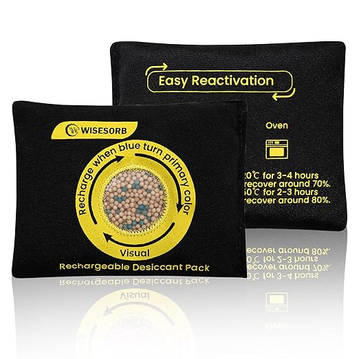 100g Reusable Molecular Sieve Desiccant Packs – Rechargeable Dehumidifier with Color Indicator for Storage, Gun Safes, Electr