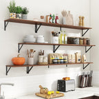 8" Deep Floating Shelves for Wall,16 inch Wood Wall Shelves Set of 2,Wide Floating Bookshelf with Sturdy Metal Brackets,Hangi