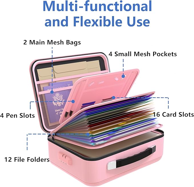 TIGERKING Fireproof Document Box Hard Shell, Fire Proof File Box for Documents with Combination Lock, File Safe Boxs Fireproo