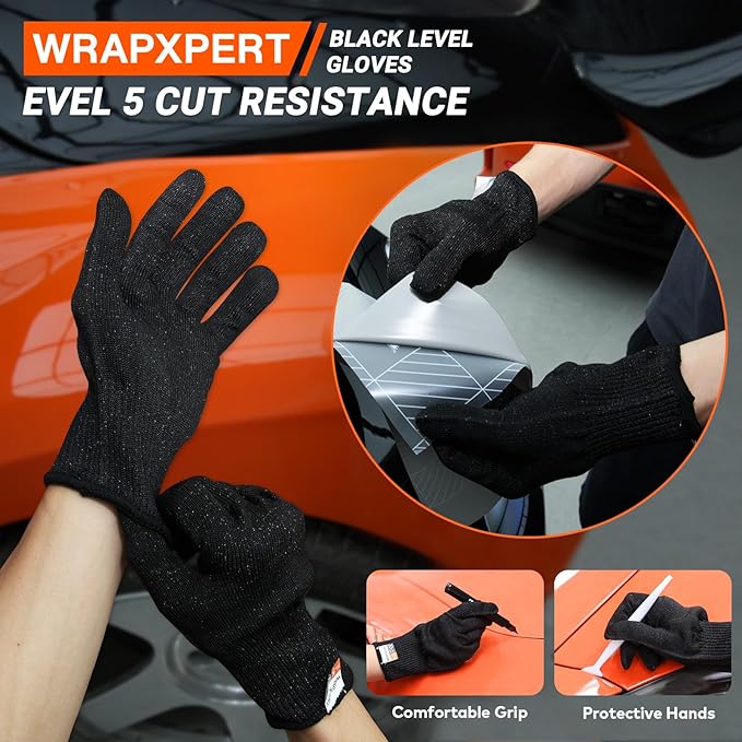 WRAPXPERT Vinyl Wrap Tool Kit,Car Wrap Kit Include Vinyl Wrap Gloves & Magnets,Utility Knife with Blades,Wrapping Paper Cutter,Felt Squeegee Corner Squeegee Window Tint Tools