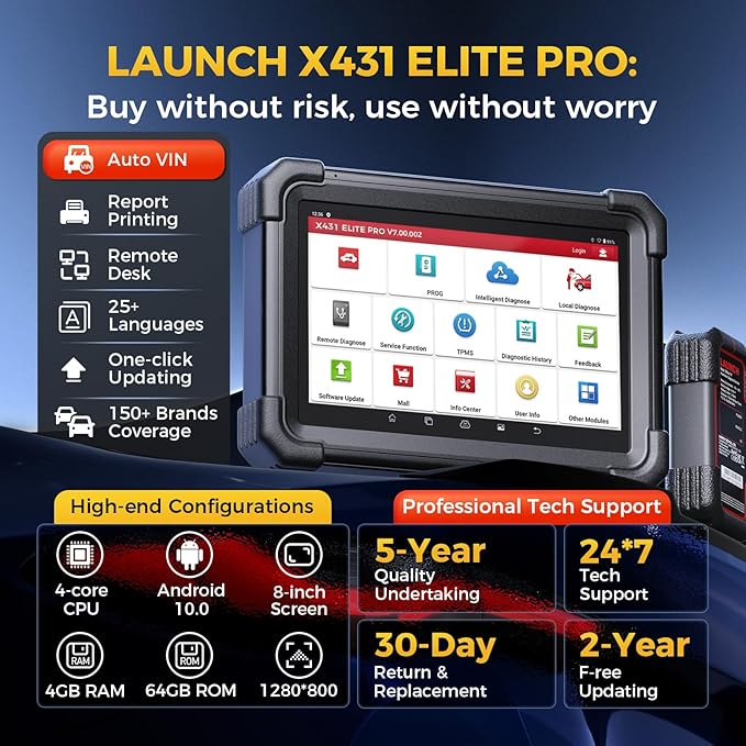 LAUNCH X431 1MM0 Elite Professional Diagnostic Scanner with X-PR0G3, 2026 Bi-Directional Control All System Scan Tool with