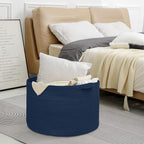 MEGASKET Dark Blue Basket for Organizing, 22" x 14" Extra Large Woven Cotton Rope Laundry Basket, Blanket Storage for Living 