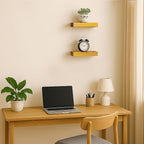 BGMG Small Wood Floating Shelves for Wall 8 inch Set of 2, Rustic Wooden Wall Mount Shelves for Living Room Bedroom Kitchen F