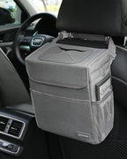 Car Trash Can Cute - Car Accessory for Garbage and Storage, Adjustable and Collapsible Car Garbage Can, Waterproof and 100% Leak-Proof Car Trash Bin with Lid, 2 Gallons (Leopard-Print Gray)