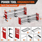 2-Pack Large Power Tool Organizer Wall Mount,Heavy Duty Cordless Tool Organizer with 18 Drill Holder,600 Lbs Capacity 3-Layer