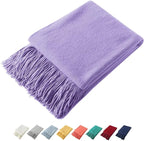 Homiest Decorative Knitted Throw Blanket with Fringe, Lightweight Acrylic Knit, Soft & Cozy Tassel Blanket for Couch, Sofa, B