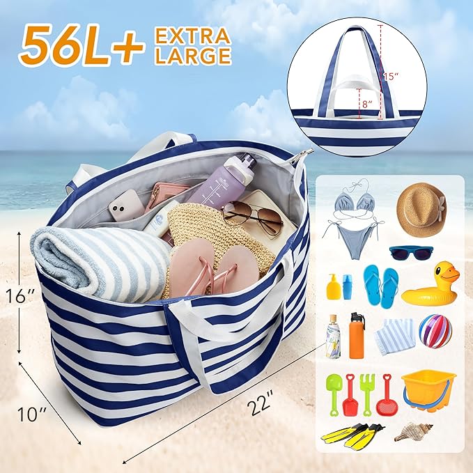 KALIDI 60L Extra Large Duffle Bag, Beach Tote Zipper Utility Oversized Weekender Carrier Travel Shopping Reusable Grocery Bag