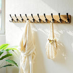 Dseap Coat Rack Wall - Heavy-Duty 38-1/4" Long, with Reinforced 10 Custom Tri-Hooks, Solid Wood Wall Hanger for Coats Hat Jac