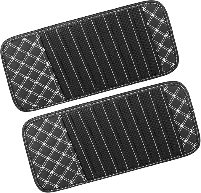 2pcs Car CD Visor Storage Cases Vehicle Sun Visor Organizer with 10 DVD Storage Sleeves Black with White Line Replace Parts