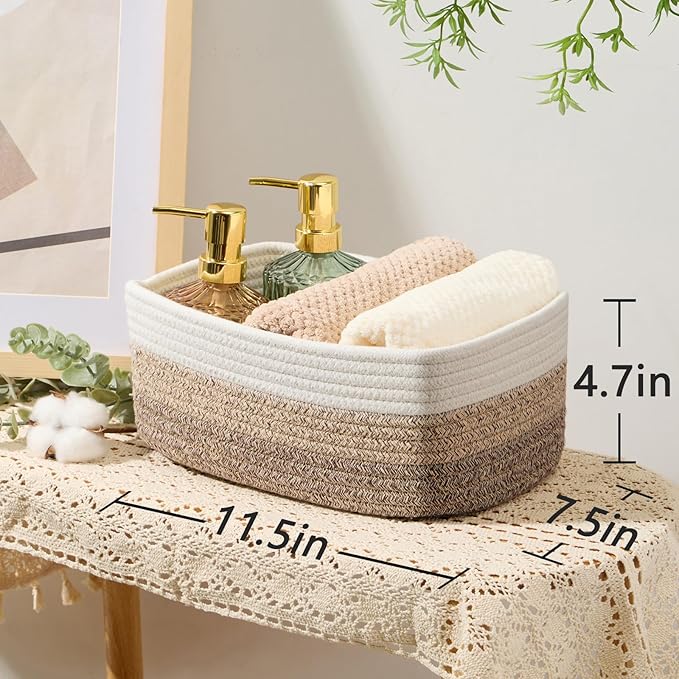 MiniArk Small Storage Baskets for Organizing | Closet Organizer Bins | Shelf Toy Basket | Woven Rope Baskets | Cube Decorativ