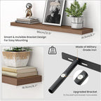 Heimlove Floating Shelves for Wall 32 Inch,Mounted Storage Wood Shelves with Invisible Brackets Hanging Shelf for Bedroom Liv
