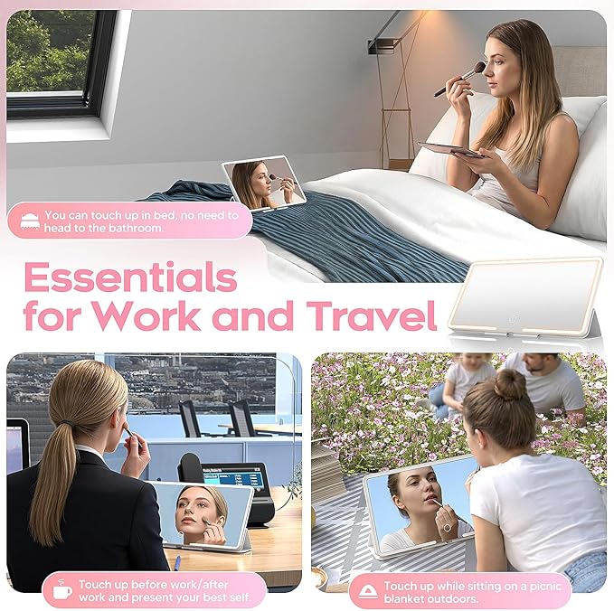 78 Smart LED Light Makeup Mirror Vanity for Car Sun Visor - Anti-reflective Rechargeable Dimmable - 3 Light Modes Sun Visor Mirror with Cover for Gift Women Girl Work Travel Trip Outdoor Dressing