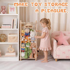 LAMU Stuffed Animal Storage Zoo, Wooden Stuffed Animals Organizer & Holder for Kids with Elastic Cords, Space Saving Plushies
