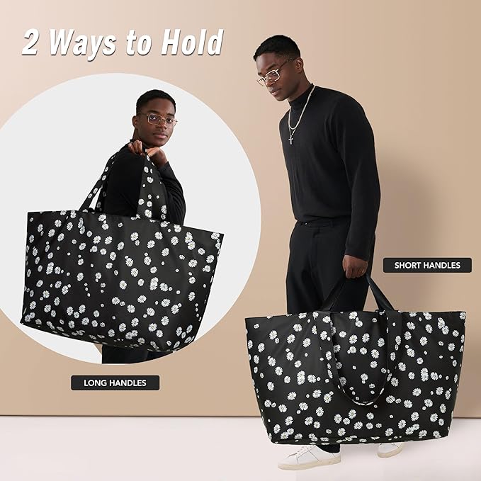 KALIDI 60L Extra Large Duffle Bag, Beach Tote Zipper Utility Oversized Weekender Carrier Travel Shopping Reusable Grocery Bag