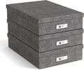 Bigso Oskar Canvas Fiberboard Document Letter Box for Important Paperwork A4 or Letter Size - Durable Keepsake Box with Lid a