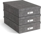 Bigso Oskar Canvas Fiberboard Document Letter Box for Important Paperwork A4 or Letter Size - Durable Keepsake Box with Lid a