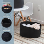 OrganiHaus Cotton Rope Basket for Shelf - Woven Storage Basket for Organizing, Closet & Toy Storage - Black - 15x9x10