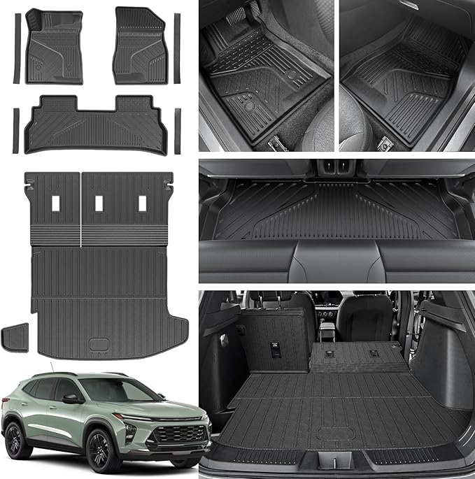 Floor Mats for 2024-2026 Chevy Trax/Buick Envista, All Weather TPE Cargo Mat with 3rd Seat Back Cover and Left Storage Mat for Chevy Trax Accessories Door Sill Guards