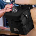 Creathing Car Trash Can [Touring Edition] - Removable Liner - 100% Leakproof, Odor Control Lid, Hanging Garbage Bin for SUV, Truck, Car (2 Gal, Black)