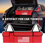 Turcee Car Trunk Organizer,Large Capacity Car Storage Organizer with US Flag Design,Hanging Foldable Car Organizers and Storag