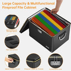 Fireproof Document Box,Hard Case File Organizer with Fireproof Zipper&Threads,Non-Foldable Filing Cabinet with Lock, Portable
