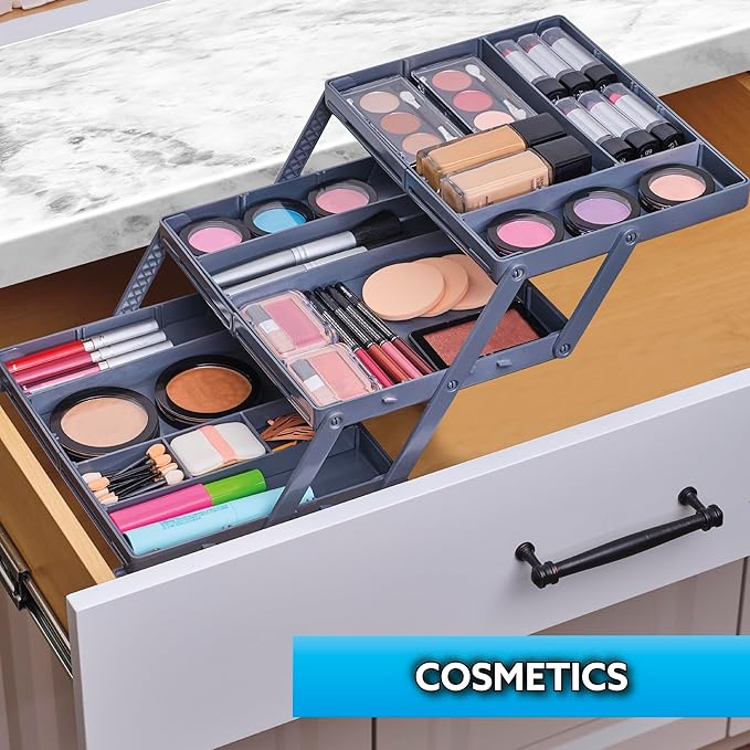 Ontel Smart Drawer Organizer - Multi-level Jewelry Holder, Cosmetics Organizer, or Office Drawer Organizer with Adjustable Di