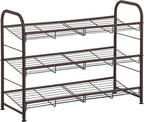 SONGMICS Shoe Rack, 3 Tier Shoe Organizer for Closet, Holds up to 12 Pairs of Shoes, Shoe Rack for Front Door Entrance, Metal