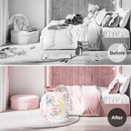 Clastyle Sleeping Elephant Kid Laundry Basket Pink Baby Girls Clothes Hamper for Nursery Collapsible Star Moon Towel Toy Stor