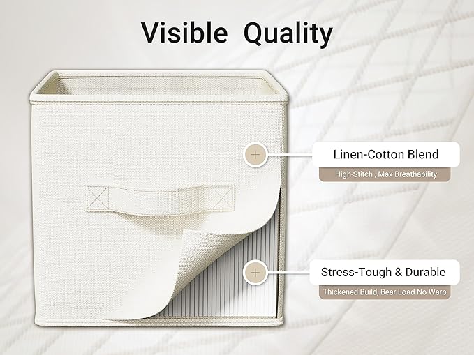 LayerSpace 4 Pack Foldable Fabric Closet Storage Bins, 11Inch Organizer Cubes with Handles, Linen Storage Boxes for Clothes, 