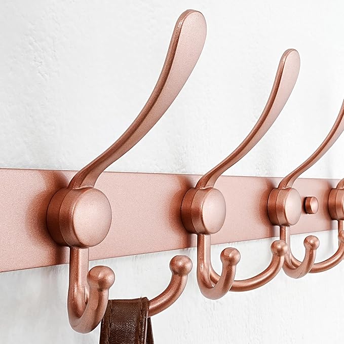 Dseap Coat Rack Wall Mount - 38” Long 10-Tri-Hooks Heavy Duty Coat Hanger Rail Wall Hooks for Hanging Coats Hats Clothing Clo