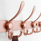 Dseap Coat Rack Wall Mounted - 5 Tri Hooks, Heavy Duty, Stainless Steel, Metal Coat Hook Rail for Coat Hat Towel Purse Robes 