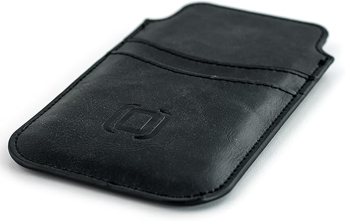 Dockem Provincial Wallet Sleeve for 6.5-6.7" iPhones, Vintage PU Leather, 2 Card Slots [Black]