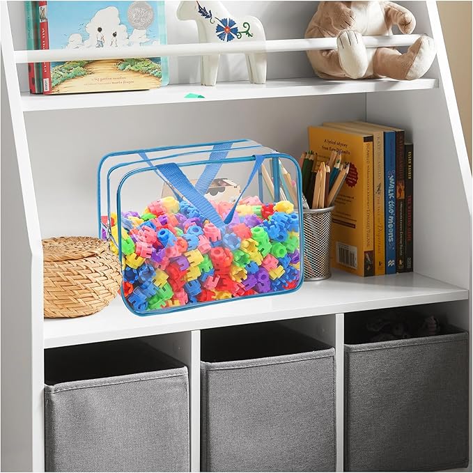 8 Packs 8 Colors Large Toy Storage Bags, Reusable Clear PVC Board Game Storage, Toy Organizers and Storage Bags with Zipper f