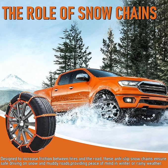 JINGKE 12 Pcs Reusable Snow Chains，Universal Emergency Adjustable Anti-skid Tire Chains Fit for Universal Winter Car Truck SU