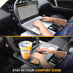 EcoNour 3-in-1 Steering Wheel Tray with Car Seat Gap Filler Organizer (1 Pack) | Food Table for Eating in Car | Laptop Desk, iPad Holder and Storage Box in-Between Seat Organizer | Car Accessories