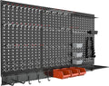 TORACK Metal Pegboard Wall Organizer System for Garage, 109PCS Kit with Pegboard Bins, Hooks, Peg Locks, Black Steel