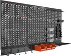 TORACK Metal Pegboard Wall Organizer System for Garage, 109PCS Kit with Pegboard Bins, Hooks, Peg Locks, Black Steel