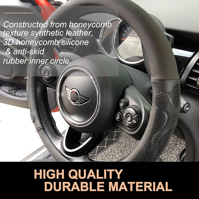 PINCTROT Comfy Grip Steering Wheel Cover, Anti-Slip Design, Universal 14.5-15 Inch(Silicone Black)